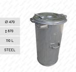 Hot dip galvanised steel dustbin 110 liter Köztéri kuka